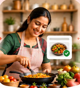 Home cook preparing a fresh meal in her own kitchen